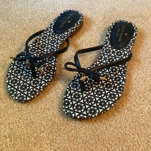 Navy Kate Spade sandals/flip flops with bow